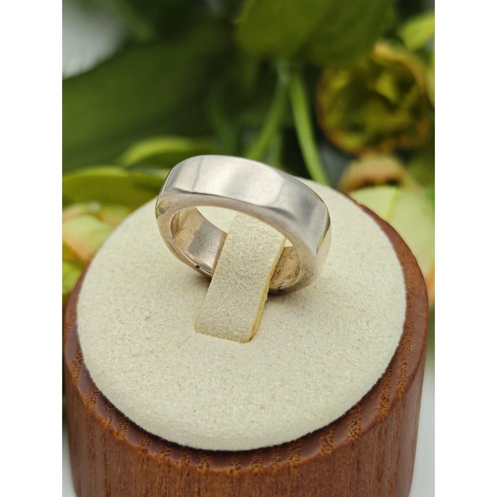 Octagonal Artisan Sterling Silver Ring Unisex Size 4 4.5 5 Silver Minimal Band